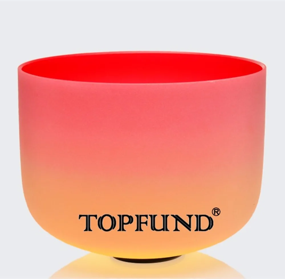 TOPFUND Чакра Радужный Цветной Матовый Кварцевый Поющая чаша 10 ", A B C D E F G Примечание, уплотнительное кольцо и молоток в комплекте