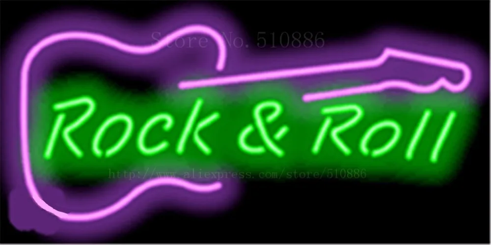 New Rock'N'Roll Neon Sign Light Beer Bar Pub Wall Poster Rock Club Decor 24"X20" 