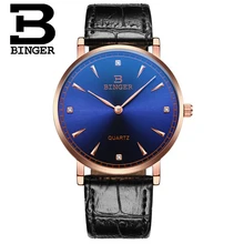 Binger Men Crystal Watches Brand Luxury 30M Waterproof Ultra Thin Clock Male Leather Casual Quartz Watch Men Sports Wrist Watch