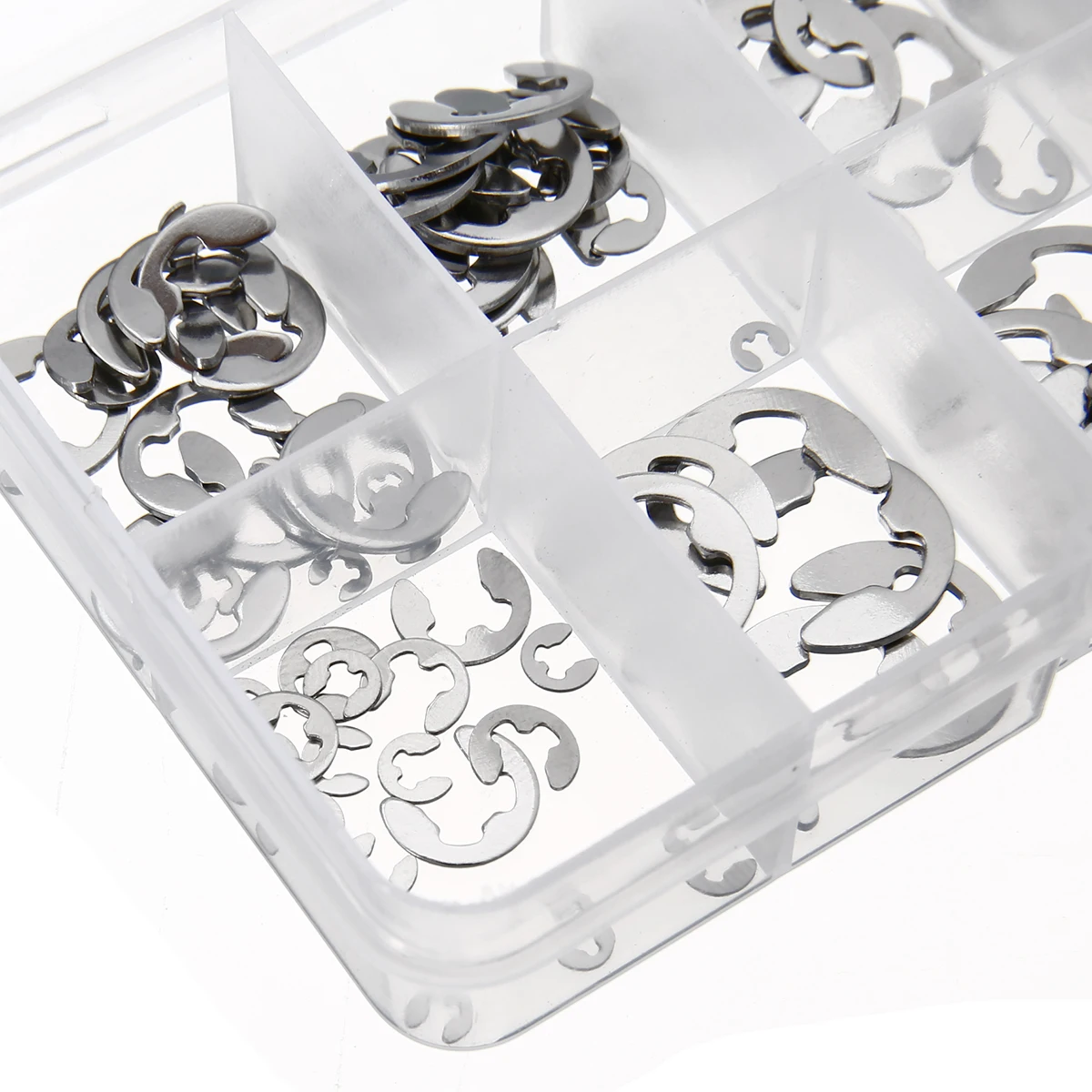 120pcs 1.5 2 3 4 5 6 7 8 9 10 mm Black E-Type Retaining Ring Stainless Steel E-Clip Circlip Assortment Kit Split Washer