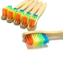5 шт. цветная деревянная Радужная бамбуковая зубная щетка с мягкой головкой, семейная зубная щетка для ухода за полостью рта, зубная щетка