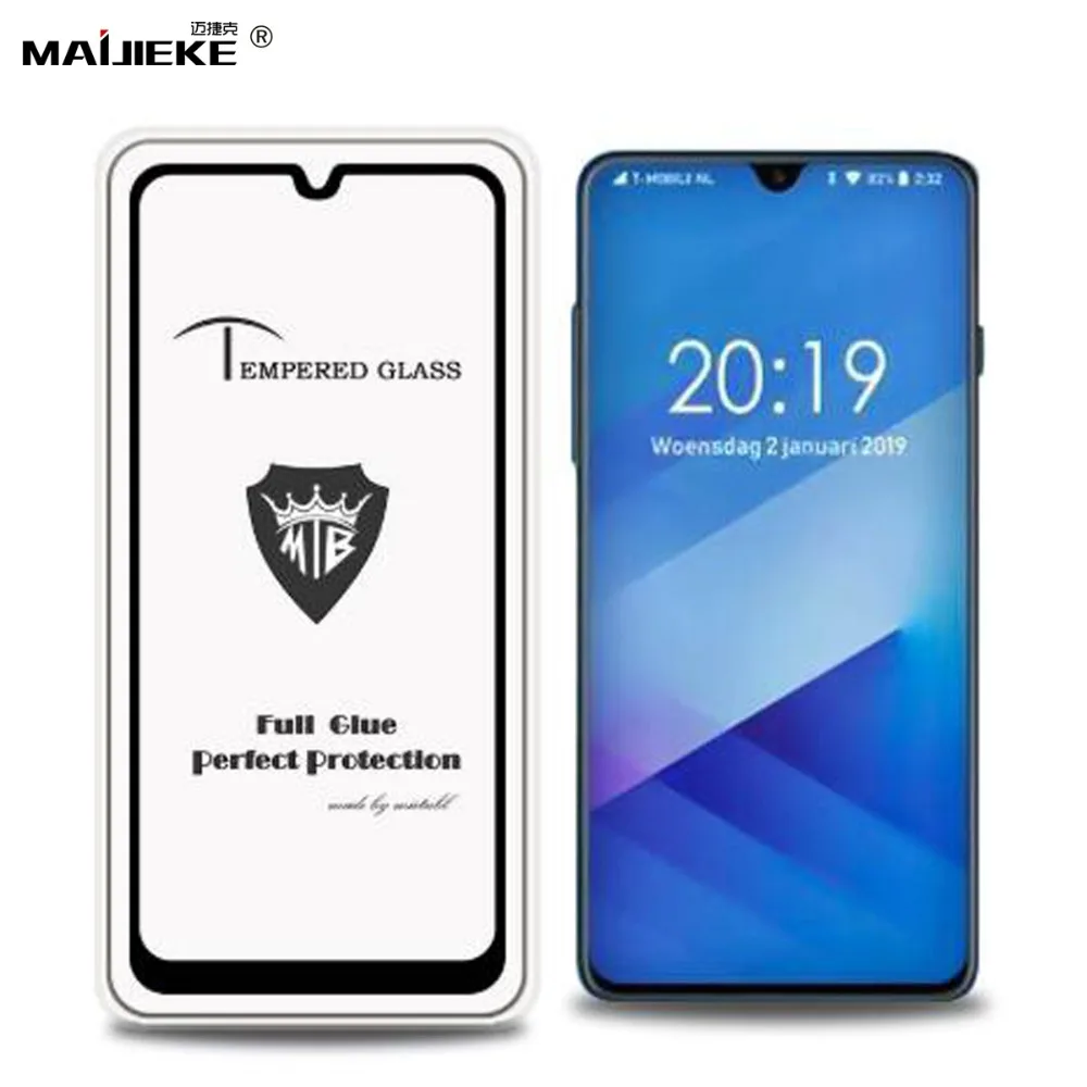 MAIJIEKE HD полное покрытие закаленное стекло для samsung Galaxy A50 A30 M30 9H полный клей