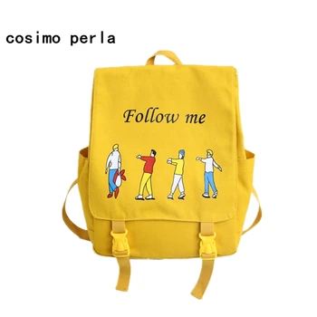 

INS Style Square Backpack for Women 2020 Korean School College Student Cartoon Characters Prints Canvas Bagpack Travel Mochilas