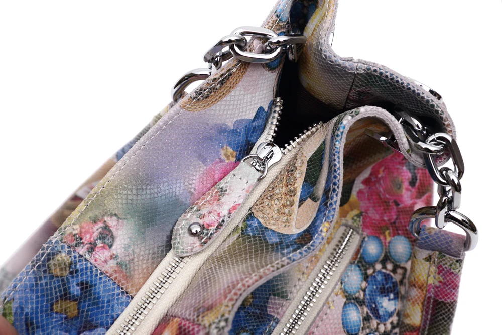 Arliwwi натуральная кожа блестящие цветные роскошные платиновые женские сумки на плечо с цепочкой, модные сумки с цветочным принтом