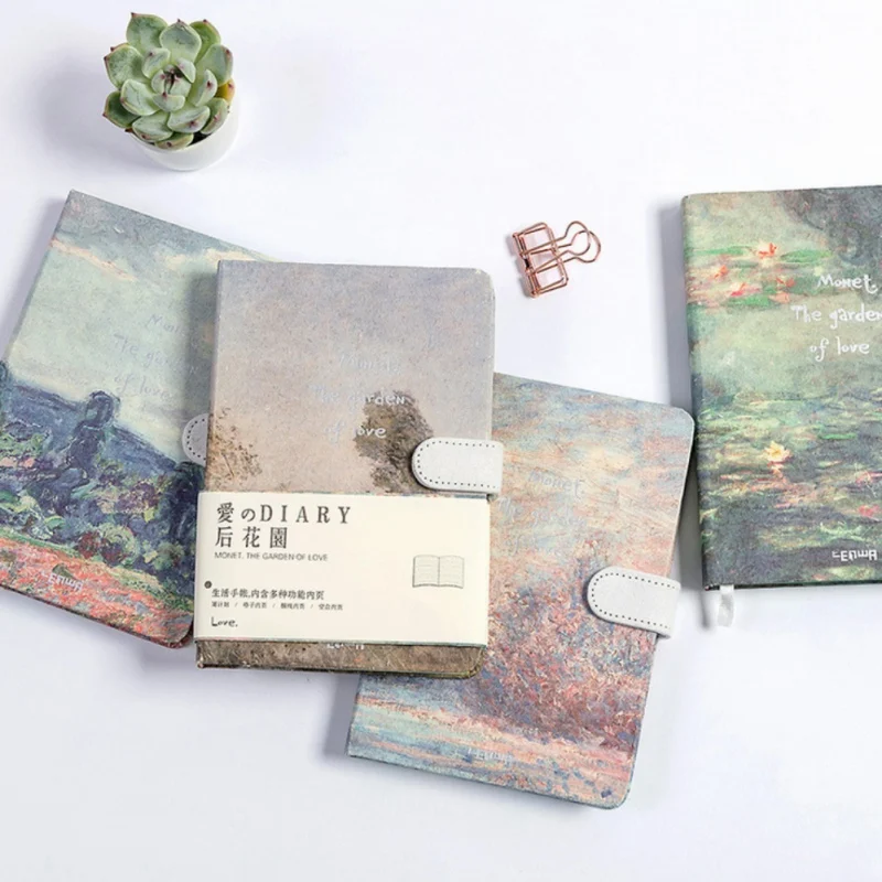 

Monet's Garden Notebook Students School Travel Journal Diary Book PU Leather Cover With Magnetic Button