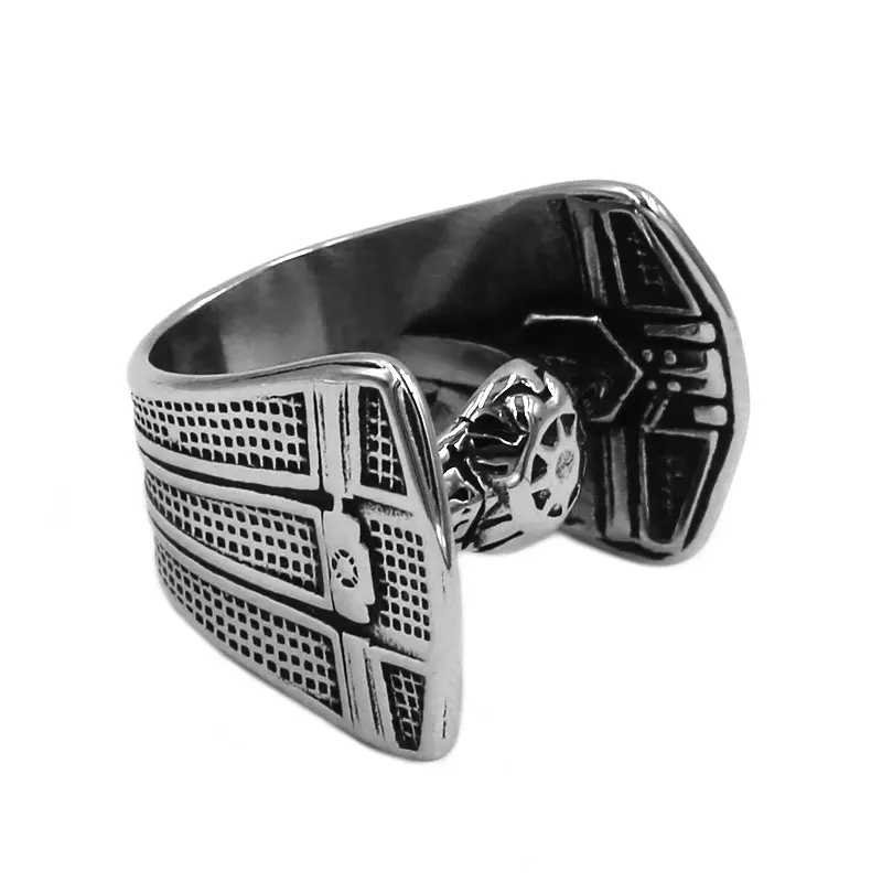 Fashion Stars Wars Spacecraft Ring Stainless Steel Jewelry Cool Movie Jewelry Motor Biker Mens Boys Ring Wholesale SWR0788A