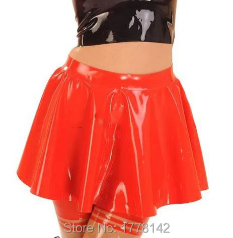 Красный латексный юбки скейт мини-юбка