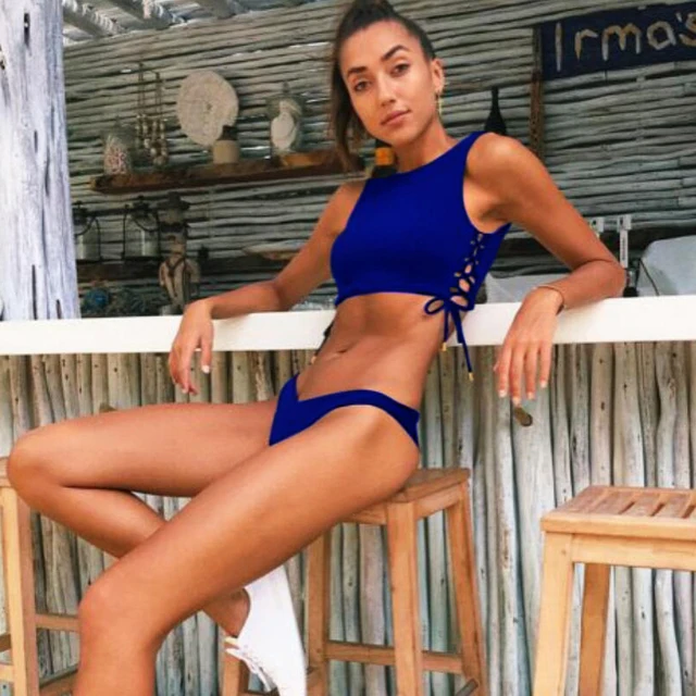 Cheap Solid Black High Neck Bikinis 2019 Women Swimwear Female Swimsuit Thong Bikini Set Swimming for Bathing Suit Biquini with Padded Cheap Solid Black High Neck Bikinis 2019 Women Swimwear Female Swimsuit Thong Bikini Set Swimming for Bathing Suit Biquini with Padded