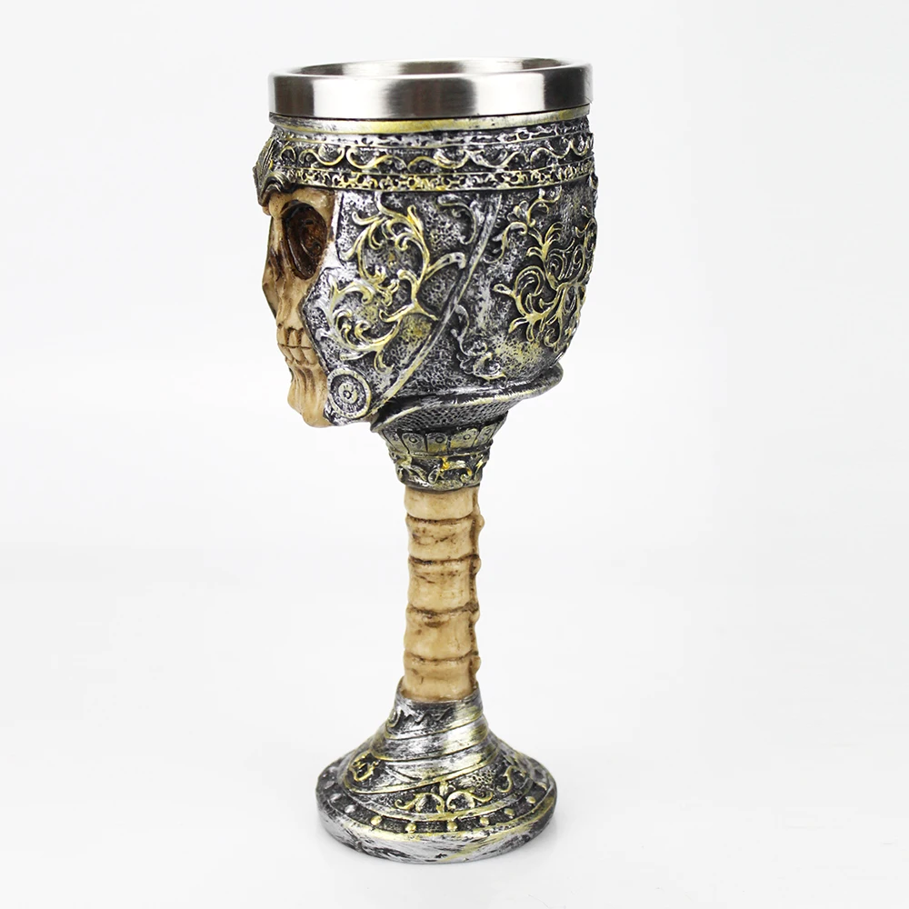 Gothic Wine Goblet Style Viking Pirate Skull Retro Stainless Steel&Resin Wine Glass BEST Birthday Halloween Gifts Bar Drinkware