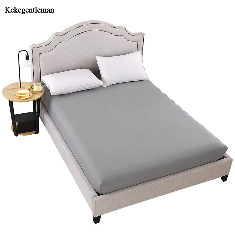 

Solid Color Queen Fitted Sheet Polyester Bed Sheet With Elastic Band Hot Sale Bed Linens Mattress Cover In Stock Wholesale
