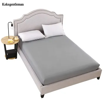 

Solid Color Queen Fitted Sheet Polyester Bed Sheet With Elastic Band Hot Sale Bed Linens Mattress Cover In Stock Wholesale