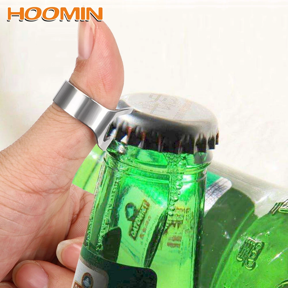 HOOMIN Beer Soda Bottle Cap Portable Ring Bar Tools Finger Ring-Shape Stainless Steel Opener Kitchen Accessories | Дом и сад