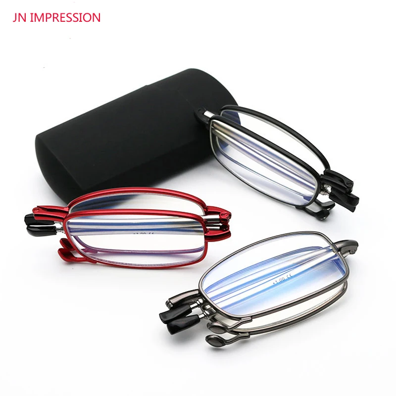 JN впечатление 5 цветов Anti-Blu-ray складные очки для чтения кошелек SOS TR90 очки Oculos de grau Для мужчин Для женщин диоптрий 1,0-4,0