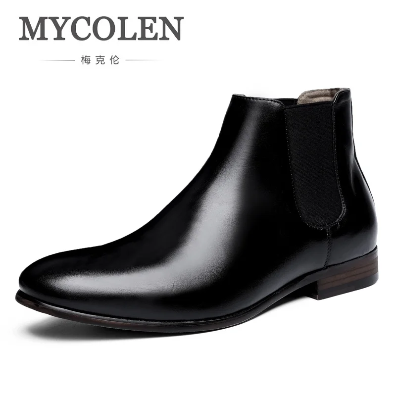 

MYCOLEN Luxury Fashion Men's Chelsea Boots Winter Man Black/Brown Pointed Toe Slip-On Rubber Boots Zapatillas Hombre Casual
