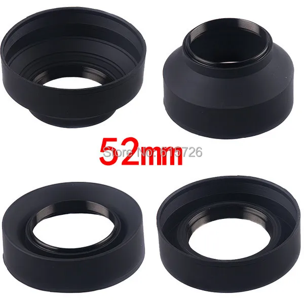 

52mm 3-Stage 3 in1 Collapsible Rubber Foldable Lens Hood 52 mm DSIR Lens for Canon Nikon camera