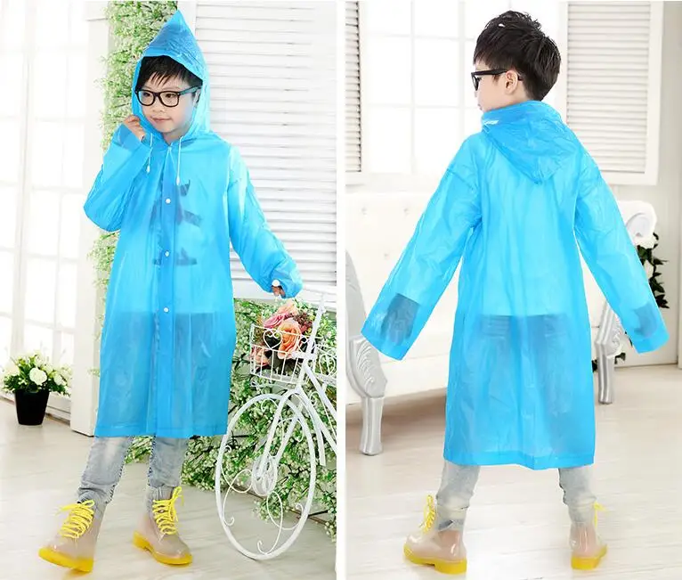 11.Age 6~13 Kids student Hooded Jacket children Girl boy Rain coat Poncho Raincoat Cover Long transparent Rainwear