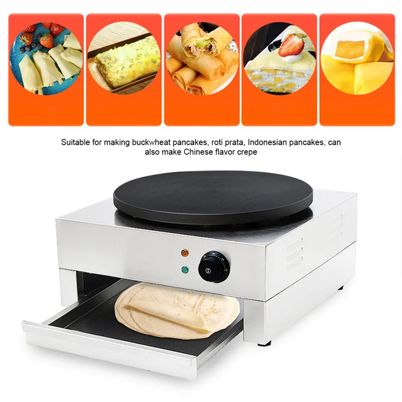 Electric Crepe Maker Pizza Pancake Machine Non-stick 15.74'' Commercial Cake Making  Kitchen Cooking Tools Bread Maker EUUSUK (8)