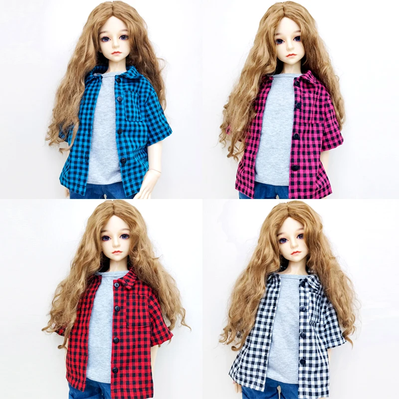 

Doll Casual Wear T-Shirt BJD Doll Clothes Suitable for BJD SD Uncle Fashion Wild Green Plaid Shirts Coat Dolls Accessories Gifts