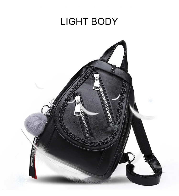 do plutônio moda zíper senhoras mochila preto