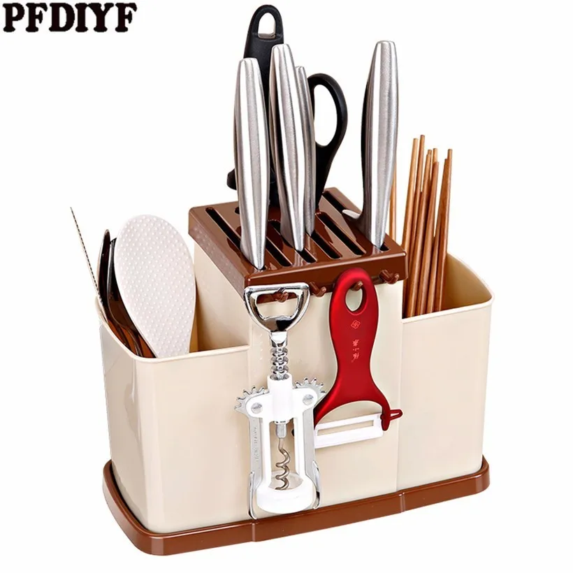 Universal Kitchen Knife Holder Large Capacity Plastic Knives Block
