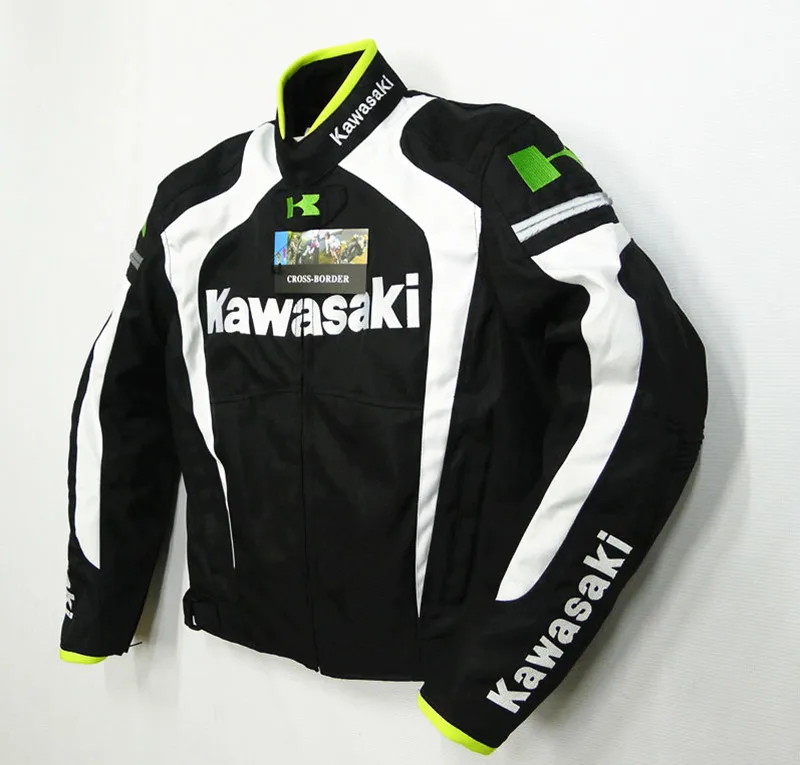 Street Motorcycle Racing Team for KAWASAKI Jacket Riding with Protectors Black Green Clothing