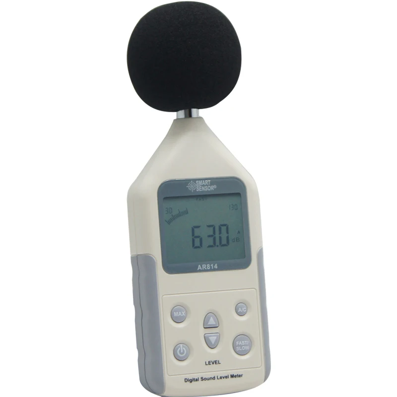 

Smart sensor brand AR814 Digital Sound Level Meter noise meter,30~130dB 31.5HZ~8.5KHZ decibel meter noise meter(No carry box)