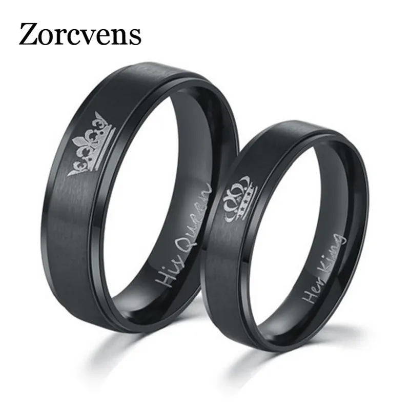 cheap LETAPI Fashion DIY Her King and His Queen Stainless Steel Wedding Rings for Women Men