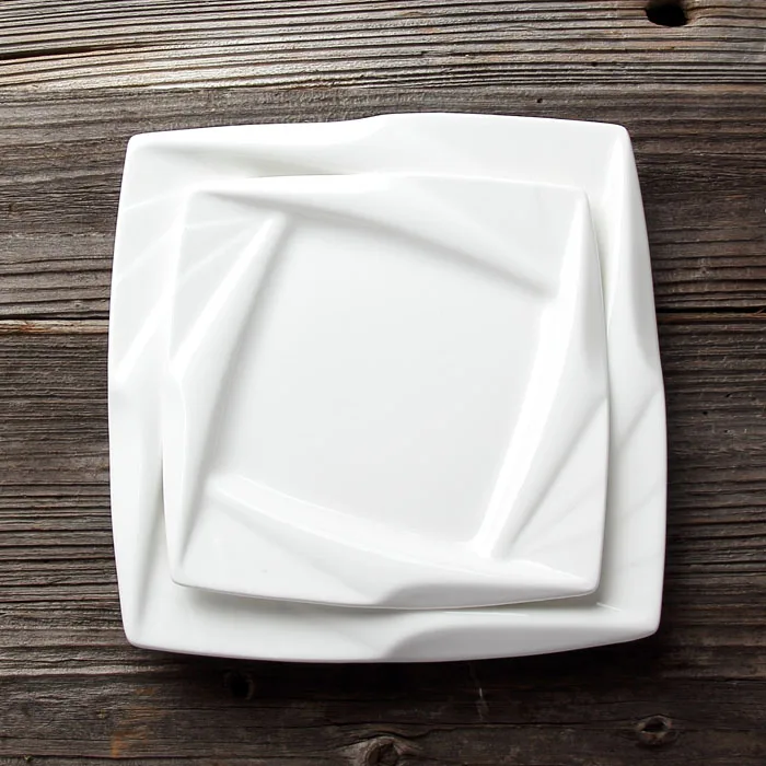 

8'' 10'' Square Kaleidoscope Ceramic Dinner Plate Porcelain Reception Serving Dish Dinnerware for Appetizer, Pasta and Pastry