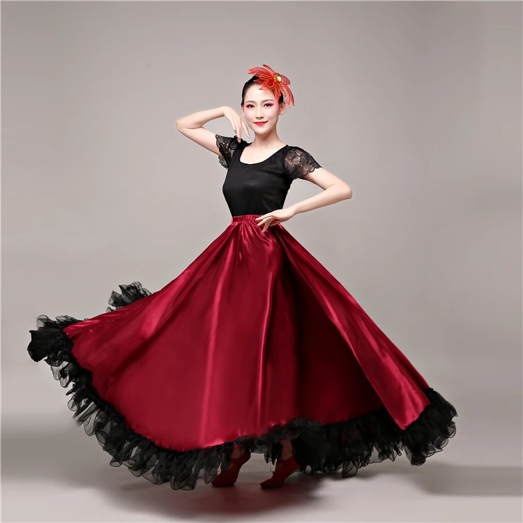 Opening Dance Xinjiang Dance Skirt  Practice Tibetan Dance  Performance Dress Flamenco Spanish Skirt