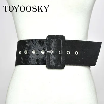 

2018 new Wide Velvet Belt Fabric belts Fashion Coat Accessories Pin Buckle Decorative Belt With Fur Waist Decoration TOYOOSKY