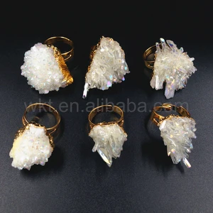 Image 1 - Женское кольцо в форме ангела, 10 шт., золотистого цвета, с кристаллами кристаллами, кварцевое кольцо, ювелирные изделия
