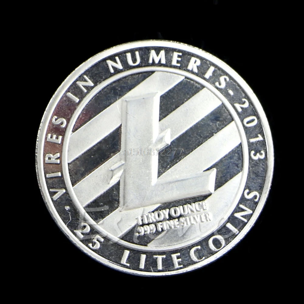 Памятные монеты посеребренные 25 LTC Litecoin Vires в цифрах медальон Новая монета