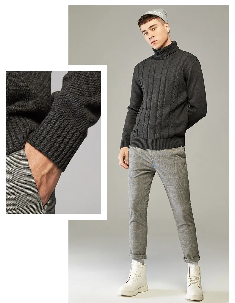 2019 Sweater Men Women Thick Cable-Knit Turtleneck Men Pullover Swaeters Autumn Winter High Quality Couples Sweater Male Female 06