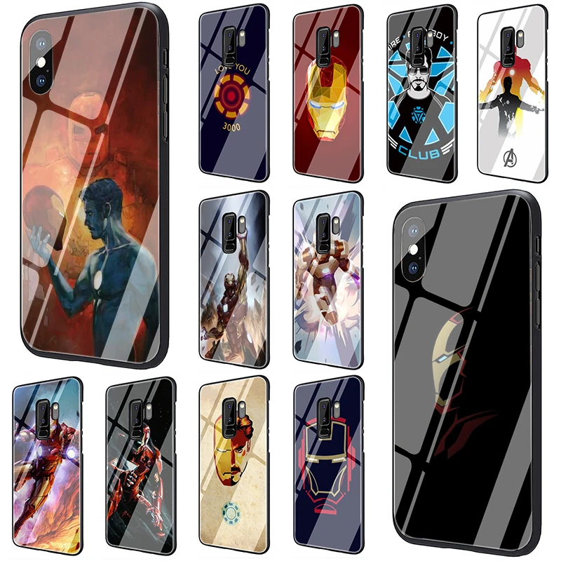 

Tony Stark Marvel Iron Man Tempered Glass Phone case for Galaxy S7 Edge S8 S9 S10 Note 8 9 10 plus A10 20 30 40 50 60 70