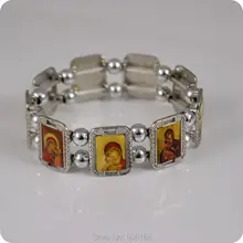 Ортодоксальная икона четки бусы браслет Иисус, Дева Мария модные религиозные украшения из сплава Эластичные Браслеты