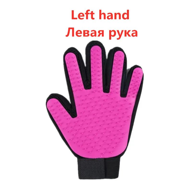 Pet Glove For Cats Cat Grooming Pet Dog Hair Deshedding Brush Comb Glove For Pet Dog Finger Cleaning Massage Glove For Animal - Цвет: ST1-Pink- left