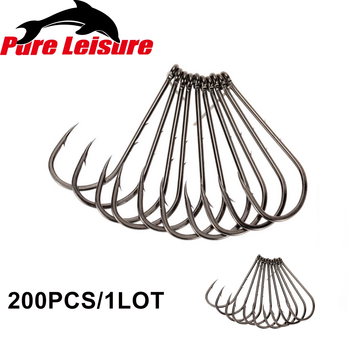 

PureLeisure 200pcs Overturned Big Hook Fishhook High-carbon Steel Hooks Rolling Swivel Jig Corrosion Fishing Hooks Crochet Peche
