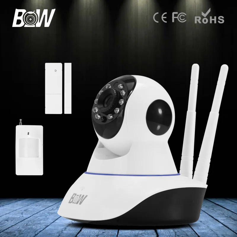 BW HD 720P Wireless IP Camera Wi-Fi P/T Camera Door and Infrared Motion Sensor Alarm Device Home Security WiFi IP Camera BW HD 720P Wireless IP Camera Wi-Fi P/T Camera Door and Infrared Motion Sensor Alarm Device Home Security WiFi IP Camera