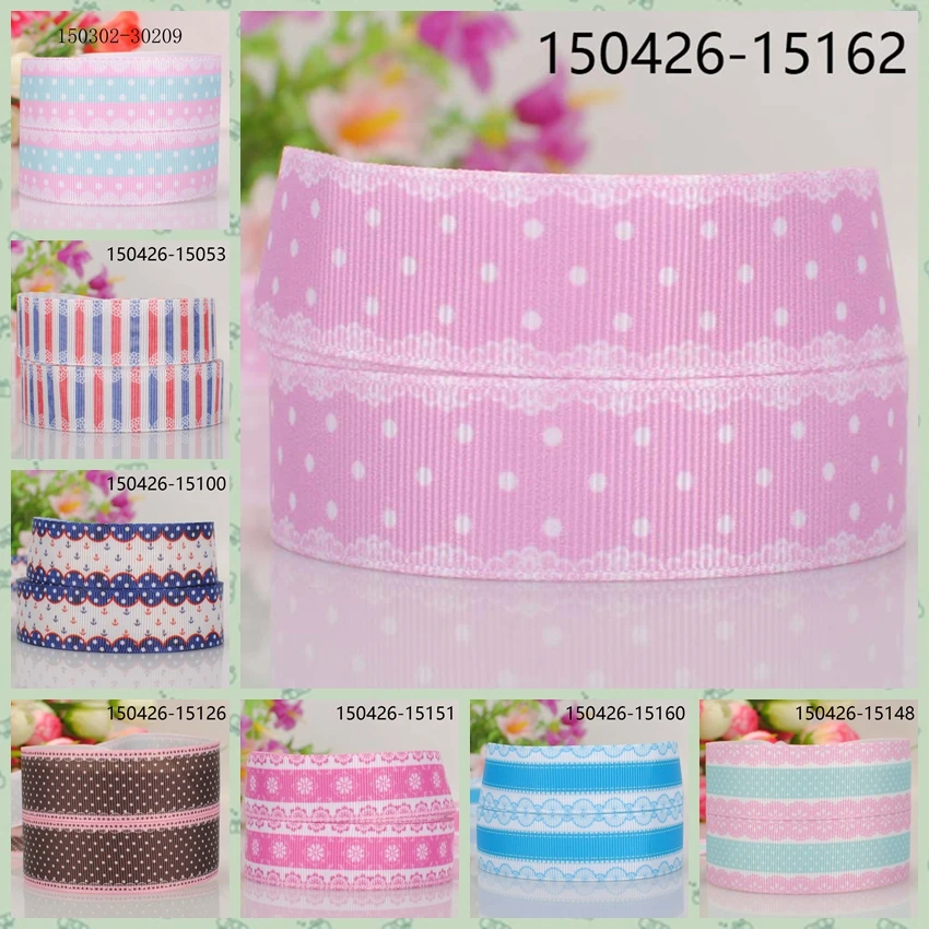 

10yards -different sizes -lace side pattern ribbon printed Grosgrain ribbon