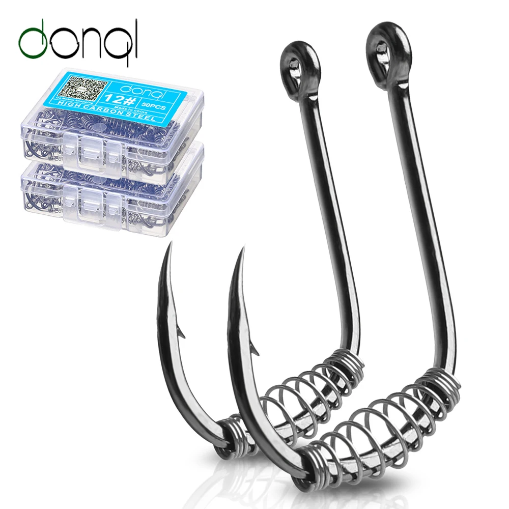 

DONQL Spring Fishing Hooks 10/20/50pcs Set Barbed Swivel Jig Carp Hook Single Circle Fishhook Fly Fishing Accessories Tackle