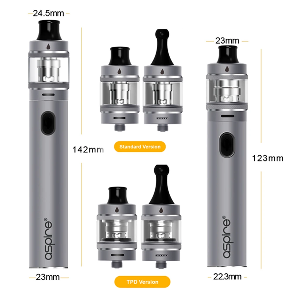 Aspire Tigon Kit 2600 мАч встроенный аккумулятор 3 5 мл Tank 0.4ohm Replecament Coil испаритель