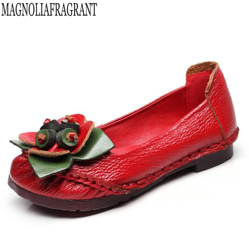 

footwear women flat shoes genuine leather flats shoes cutout flats ladies slip on loafers Handmade flowers women shoes w56