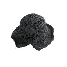 Бантом плетеная, из соломы Рыбацкая шляпа с широкими полями верхняя часть купола защита от ультрафиолета, от солнца Шапки пляжные складывающийся туристический шапки для девочек женские летние Кепки