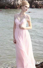 Hot Sales New Pleats Beaded Crystal V-Neck Floor Length A-Line Matched Jackets Pink Long Chiffon Prom Dresses Evening Gowns P300