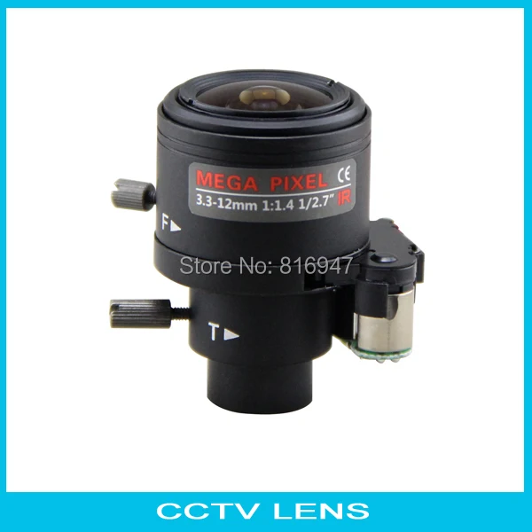 

cctv camera lens 3.3-12mm auto iris with ir-cut, 2 mega pixel 1/2.7" f1.4 ip camera lens cctv. free shipping