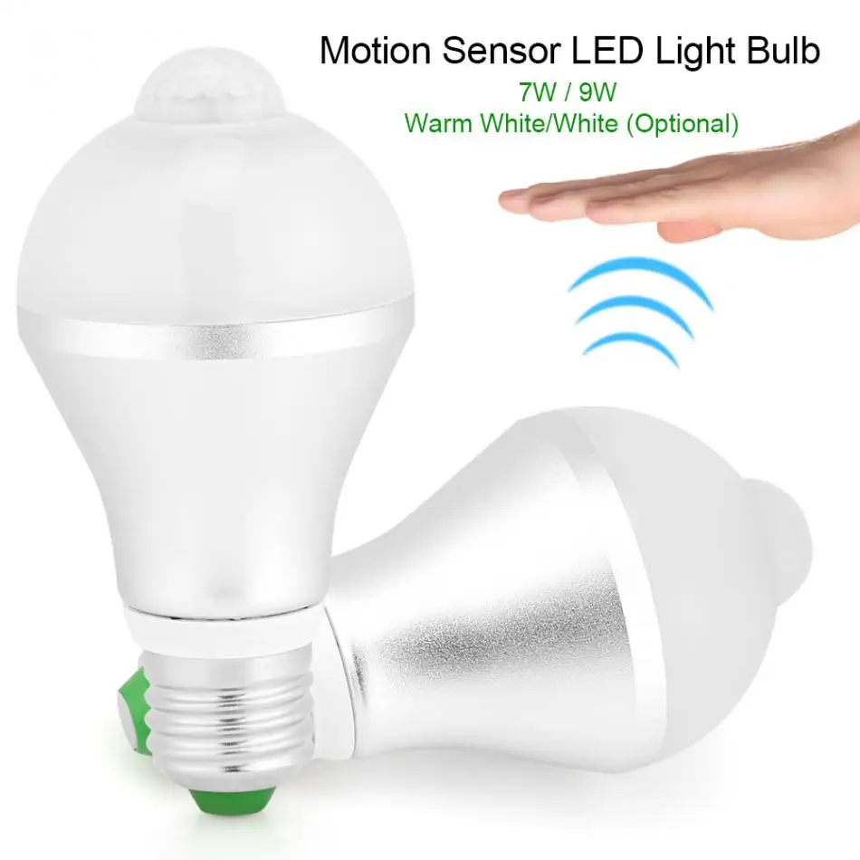 1Pcs PIR Infrared Auto Motion Sensor LED Light Lamp Bulb for Restroom