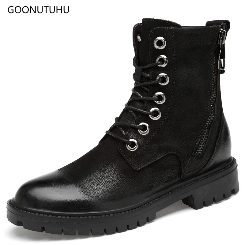 Goedkoop 2018 winter mannen laarzen tactische militaire casual schoenen man lederen laars werk schoen hout land sneeuw combat laarzen voor mannen