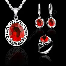 Горячее предложение! Распродажа! Элегантный 925 пробы серебряный кулон ожерелье рычаг назад серьги кольцо Обручальное Свадебный женский ювелирный комплект для невесты