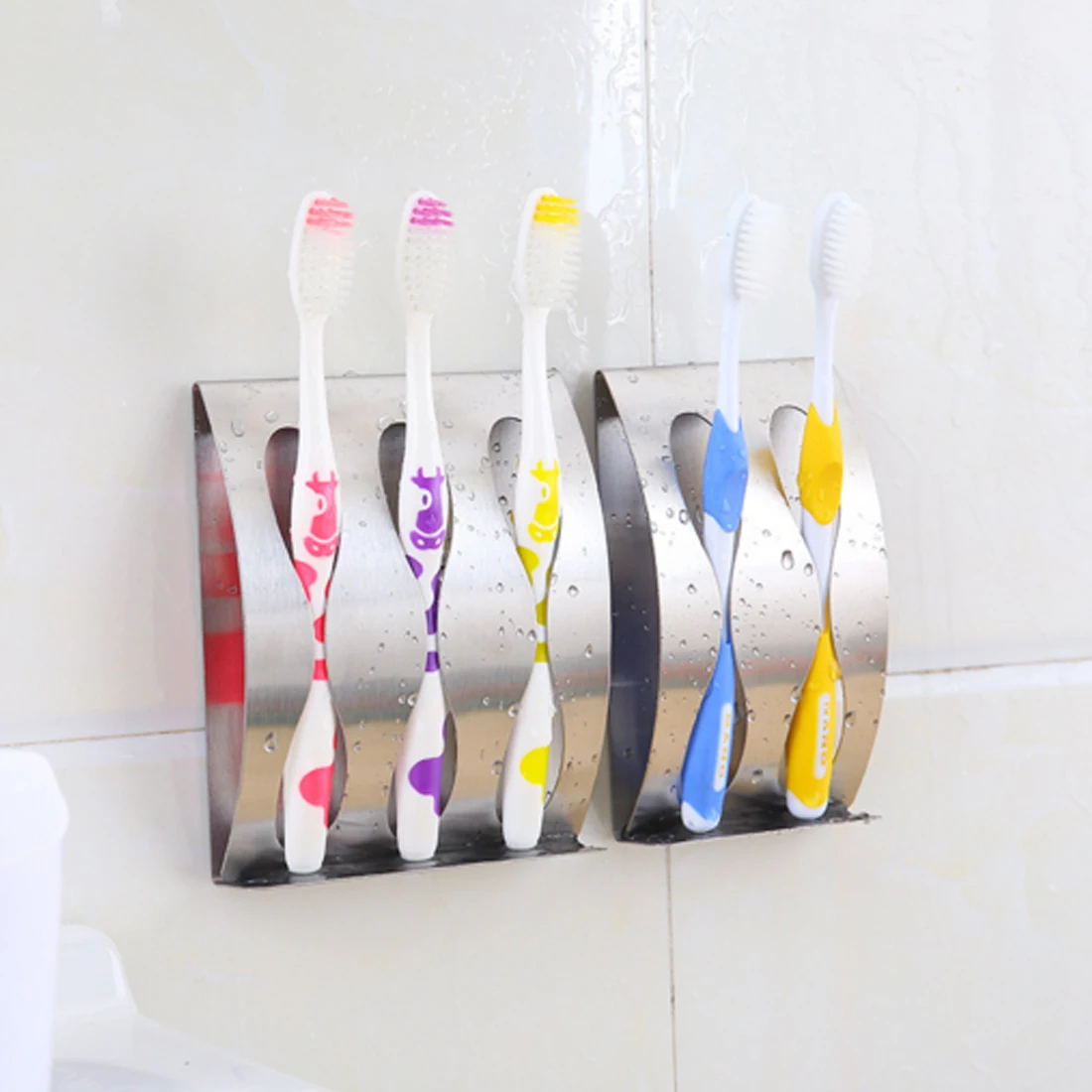 Stainless Steel Self-Adhesive Wall Mount Toothbrush Holder Y