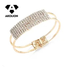 AKOLION 2019 браслеты "сделай сам" женские модные аксессуары простые украшения Модные благородные многорядные серебряный и золотой цвет браслет
